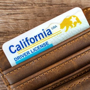 California driver's license in a wallet